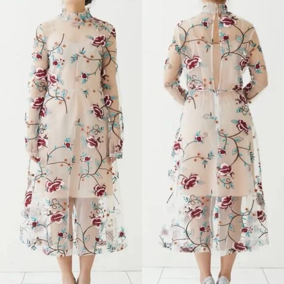 Endless Rose Illusion floral Embroidered Mesh Dress Size S romantic, glam, event - Picture 1 of 10